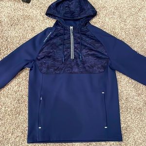 Peter Millar 3/4 zip hoodie. Navy blue/camouflage. Slightly worn.Great condition